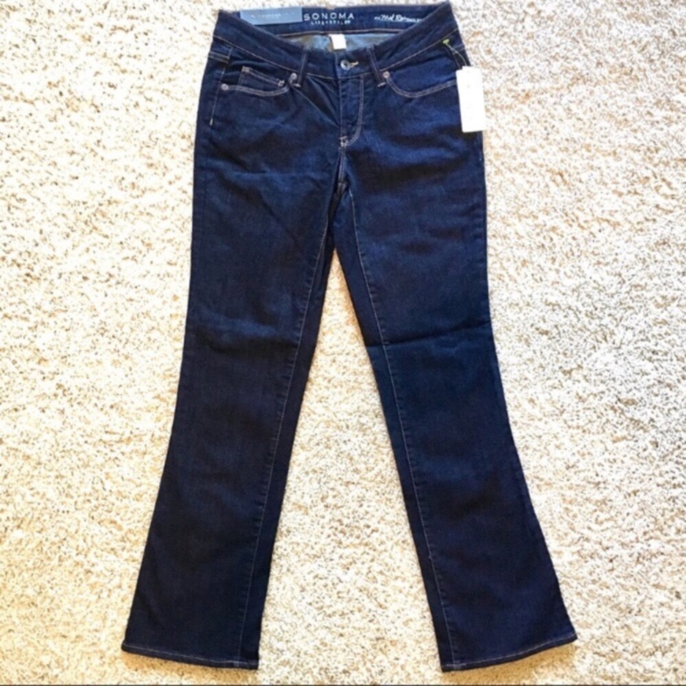 NWT Sonoma Mid Rise Demi Bootcut Dark Jeans